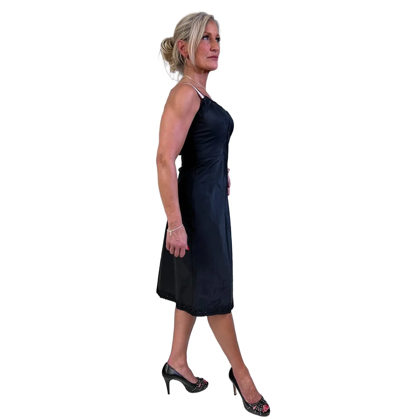 Vintage Black Ariel Barbizon Tafredda Noisy Taffeta Slip 1950s Womens S