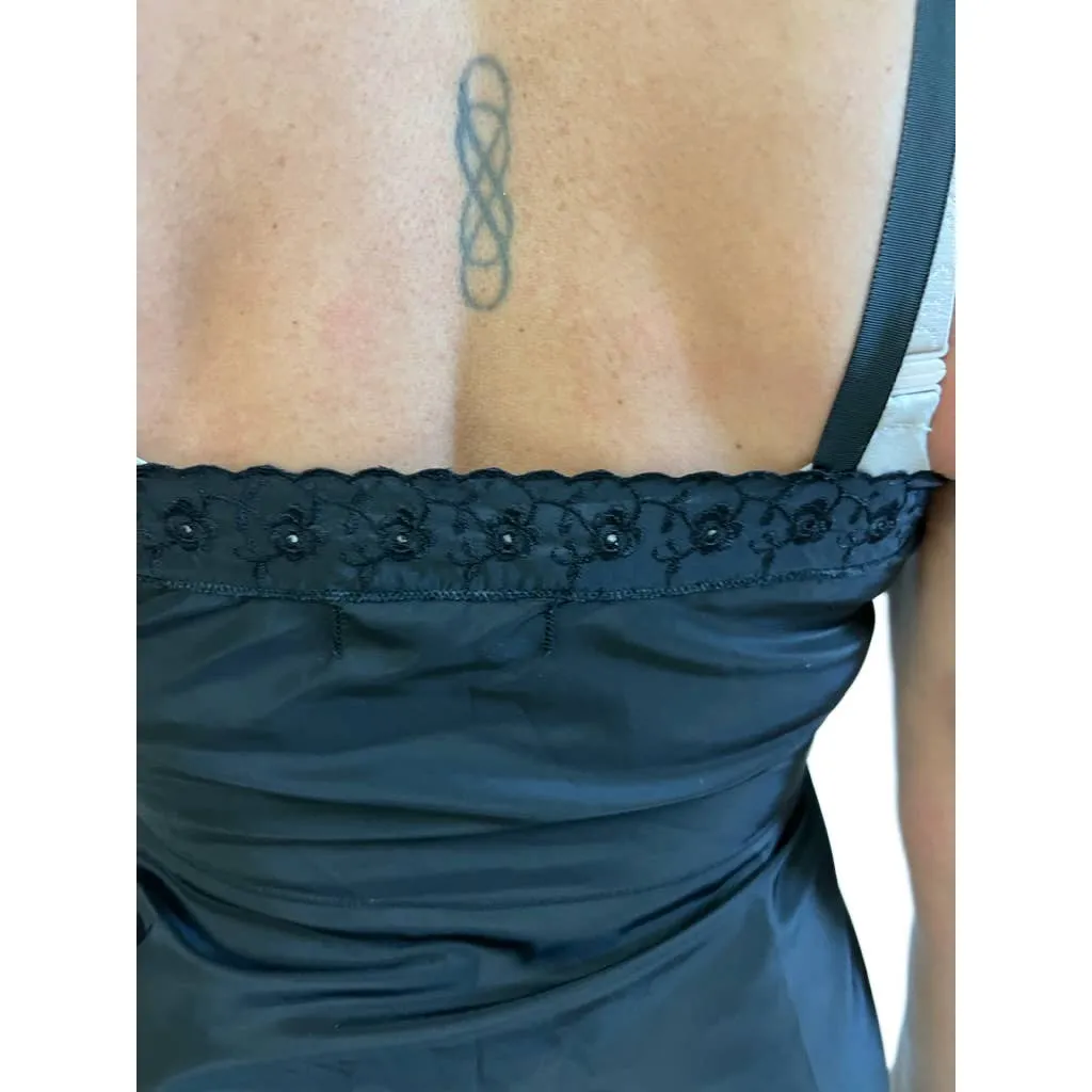 Vintage Black Ariel Barbizon Tafredda Noisy Taffeta Slip 1950s Womens S