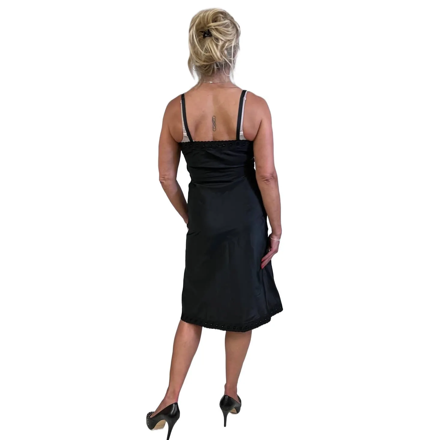Vintage Black Ariel Barbizon Tafredda Noisy Taffeta Slip 1950s Womens S