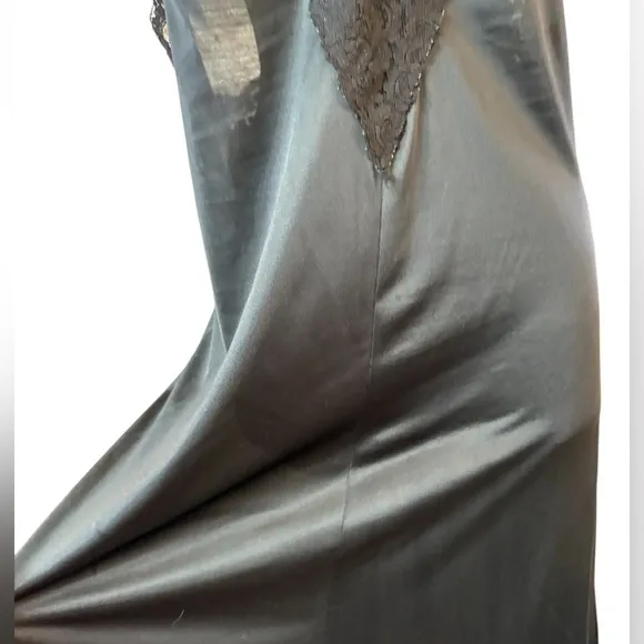 Vintage Black Lace Nylon Slip Nightgown