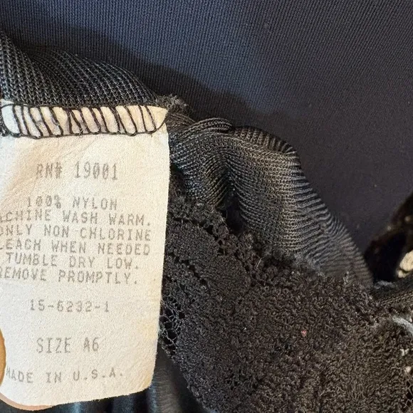 Vintage Black Lace Nylon Slip Nightgown
