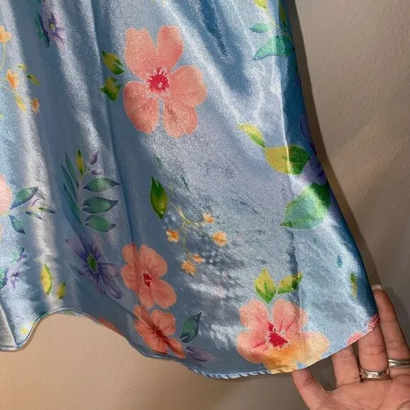 Vintage Kathryn Pastel Blue Floral Print Chemise