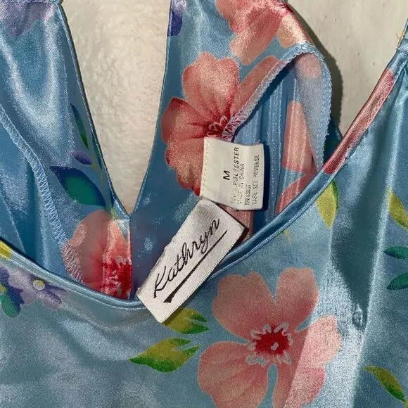 Vintage Kathryn Pastel Blue Floral Print Chemise