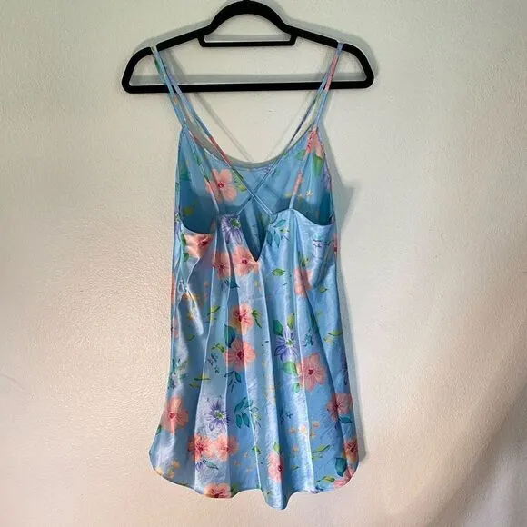 Vintage Kathryn Pastel Blue Floral Print Chemise