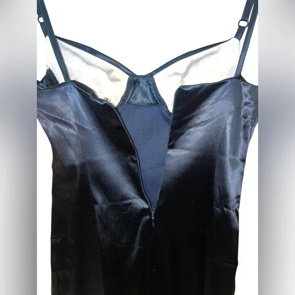 Vintage One 212 Satin Bustier Style Sexy Little Black Shift Slip Dress Size 6