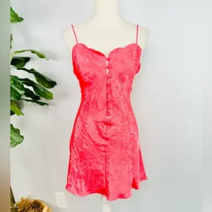 Vintage Victoria’s Secret Coral Pink Satin Button Down Slip Lingerie Dress