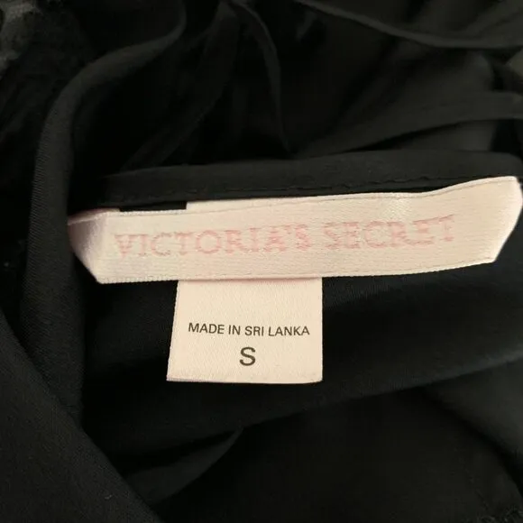 Vintage Y2K Sexy Black Satin Lace Babydoll Slip Dress Size Small