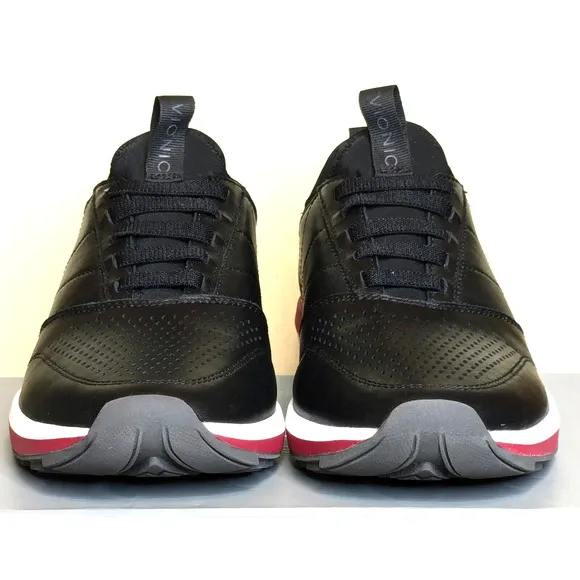 Vionic Shoes Mens 8 Black Trent Orthotic Leather Sneakers Lightweight Comfort
