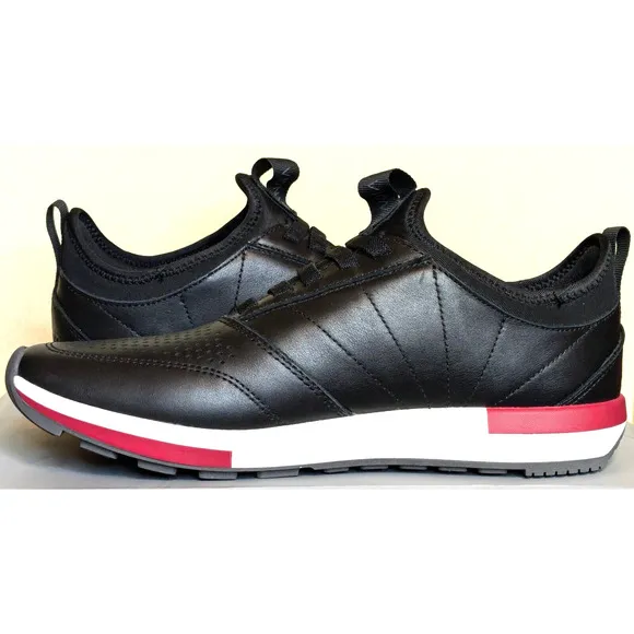 Vionic Shoes Mens 8 Black Trent Orthotic Leather Sneakers Lightweight Comfort