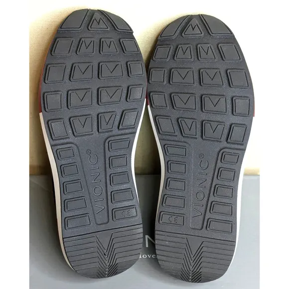 Vionic Shoes Mens 8 Black Trent Orthotic Leather Sneakers Lightweight Comfort