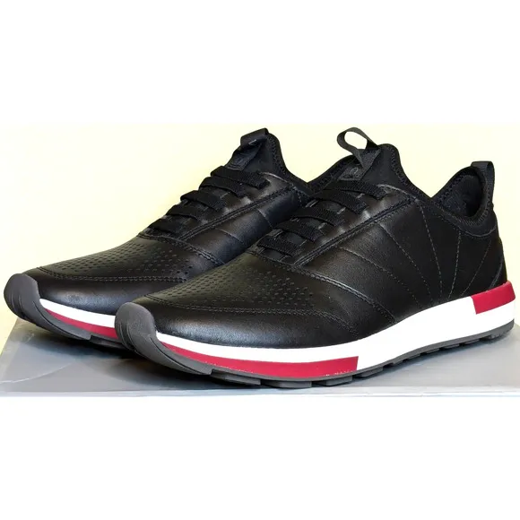 Vionic Shoes Mens 8 Black Trent Orthotic Leather Sneakers Lightweight Comfort