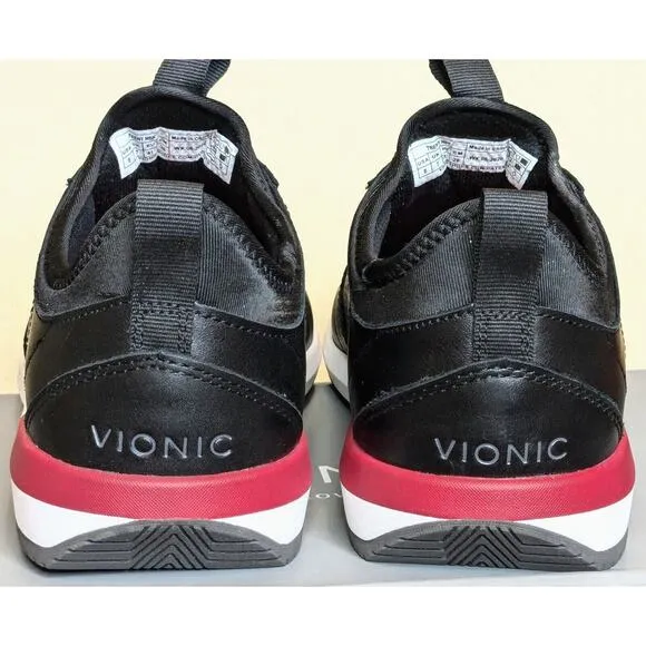 Vionic Shoes Mens 8 Black Trent Orthotic Leather Sneakers Lightweight Comfort