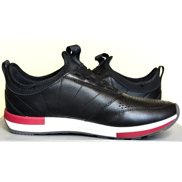 Vionic Shoes Mens 8 Black Trent Orthotic Leather Sneakers Lightweight Comfort