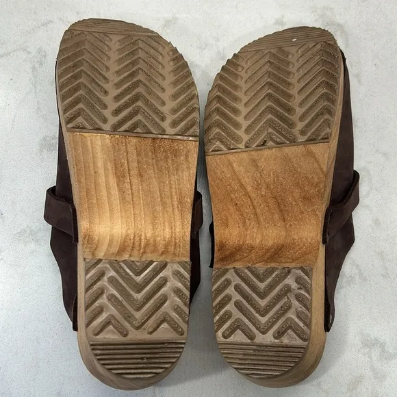 Vollsjo Women's Genuine Leather Wooden Clogs Mules Made in EU
