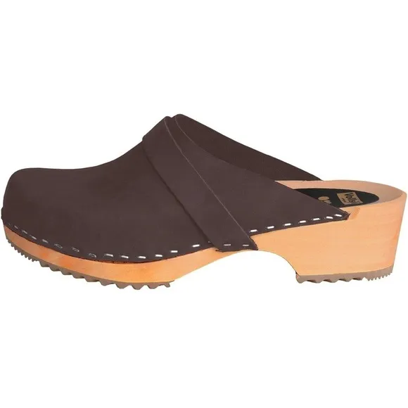 Vollsjo Women's Genuine Leather Wooden Clogs Mules Made in EU