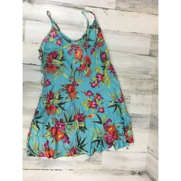 Vtg Victoria's Secret Silk Tropical Floral Slip Dress Nightgown Lingerie Sz M