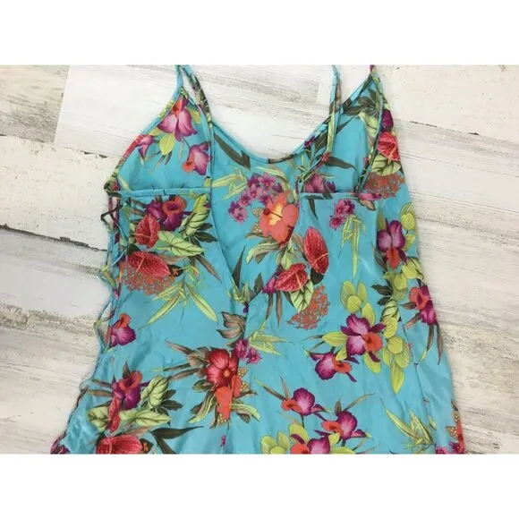 Vtg Victoria's Secret Silk Tropical Floral Slip Dress Nightgown Lingerie Sz M