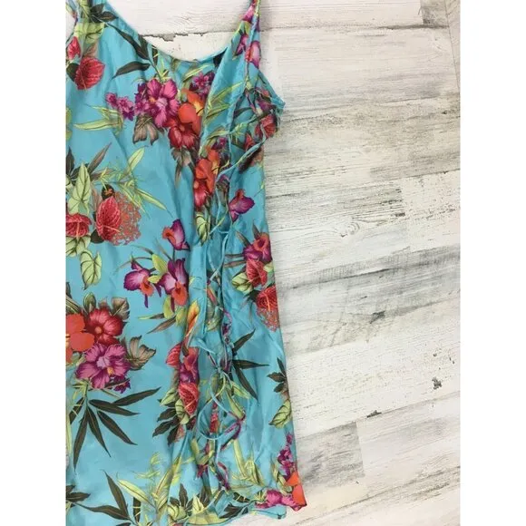 Vtg Victoria's Secret Silk Tropical Floral Slip Dress Nightgown Lingerie Sz M