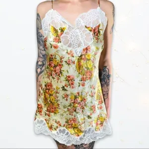 VTG Oscar De La Renta (M) Floral Satin Chemise
