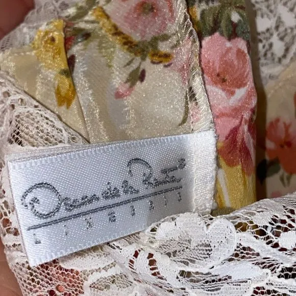 VTG Oscar De La Renta (M) Floral Satin Chemise