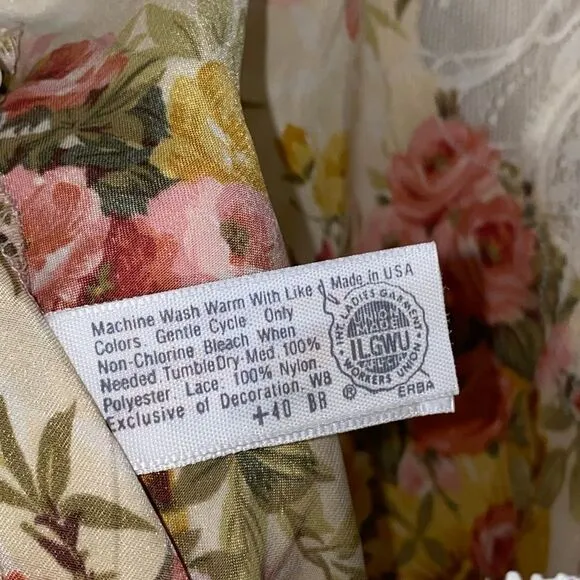 VTG Oscar De La Renta (M) Floral Satin Chemise