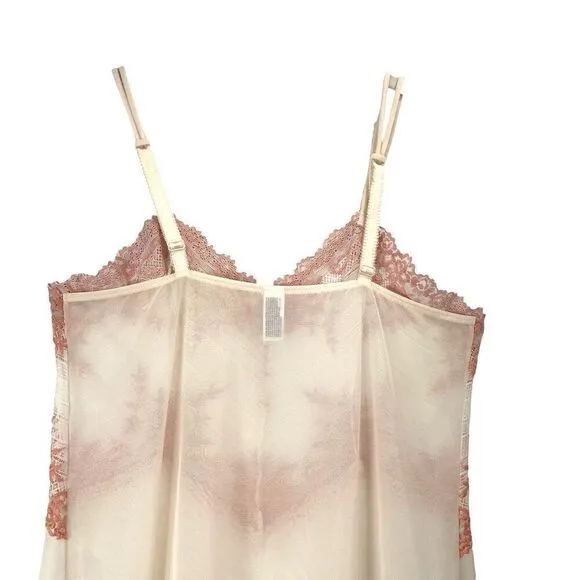 Wacoal Embrace Lace embroidered tulle slip chemise dress Size XL cream peach
