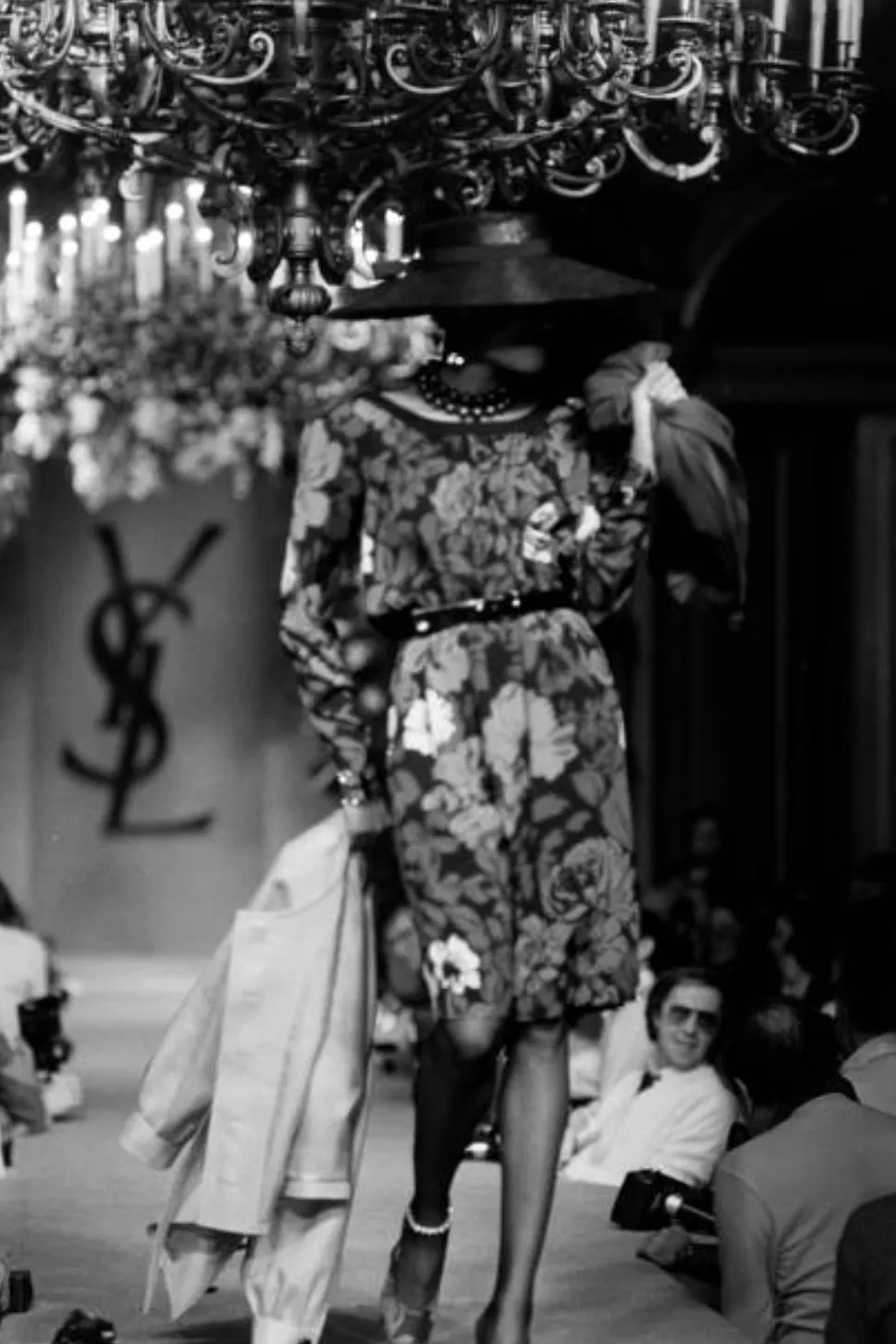 Well Documented Spring 1983 Yves Saint Laurent Haute Couture Runway Look 53 Silk Floral Dress