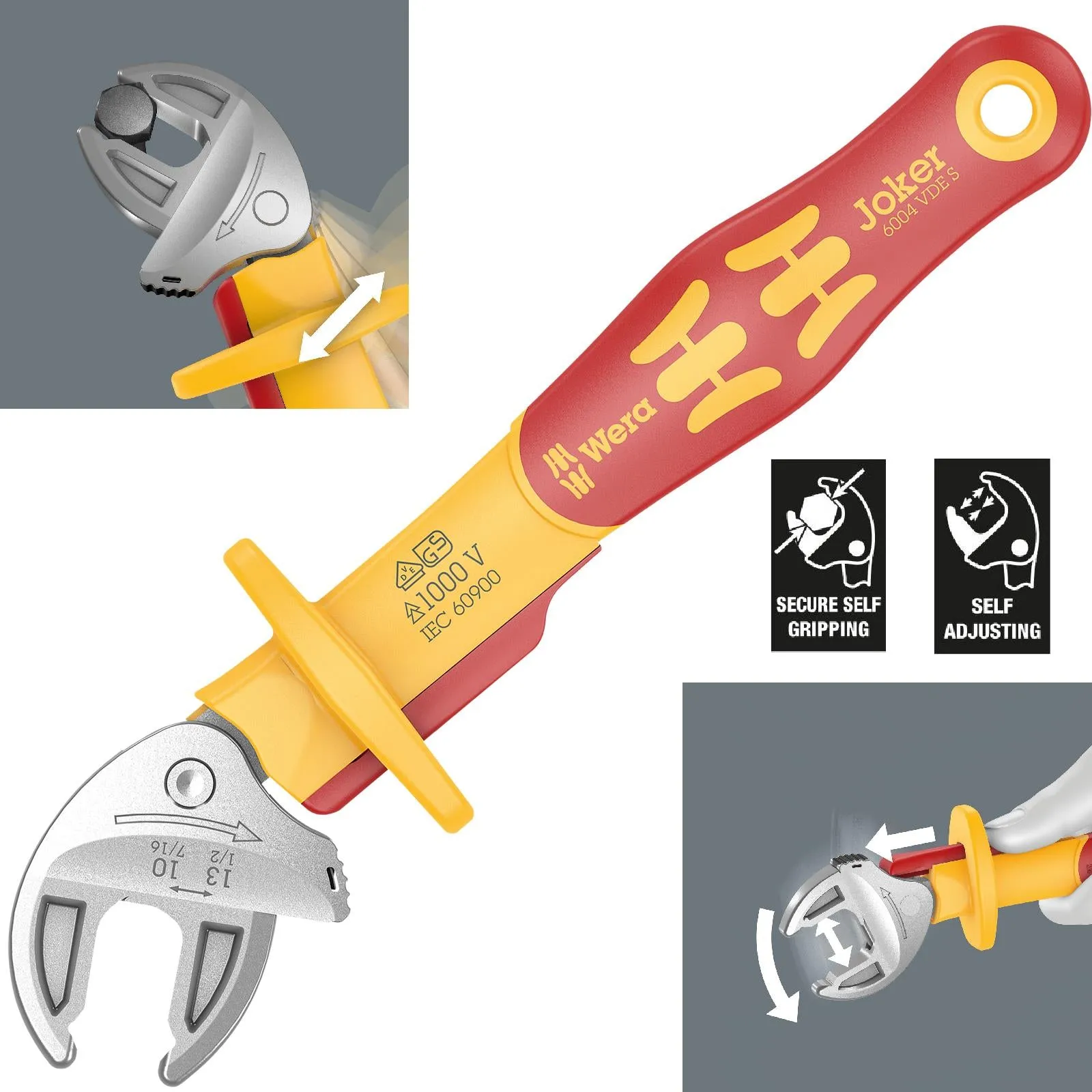 Wera Joker VDE S 6004 Insulated Self Setting Adjustable Spanner 10-13mm