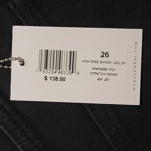 Weworewhat High Rise Skinny Leg Zip Jeans, Black‎ Size 26