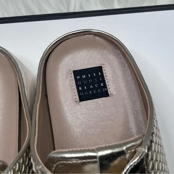 WHBM Kicks Quilted Metallic Textured Gold Mule Slip-On Tie Up Sneakers Size 8