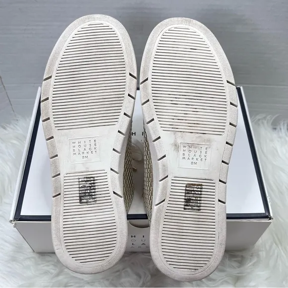 WHBM Kicks Quilted Metallic Textured Gold Mule Slip-On Tie Up Sneakers Size 8