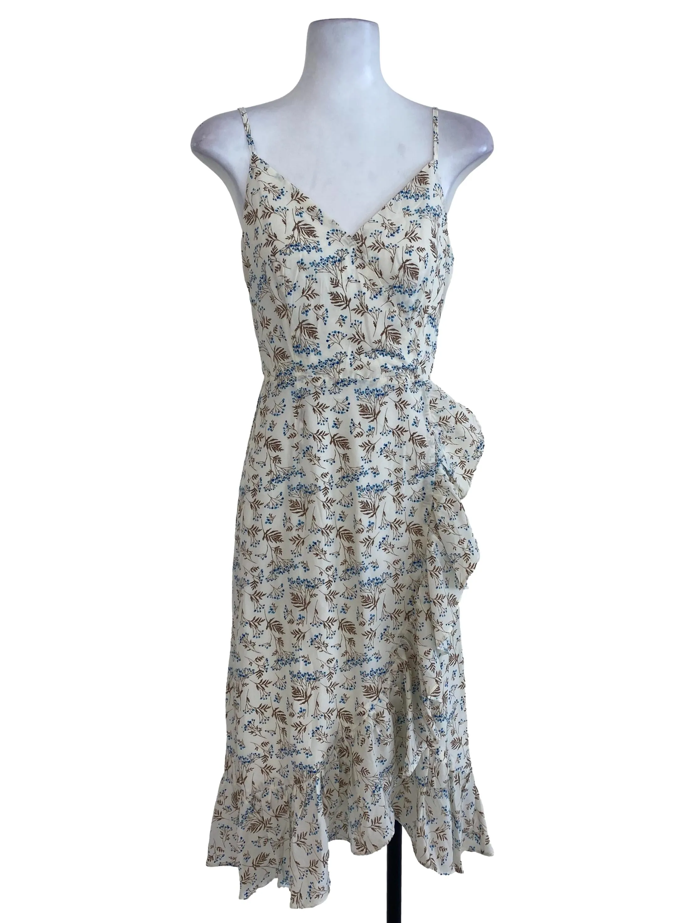 White Brown Floral Slip Dress