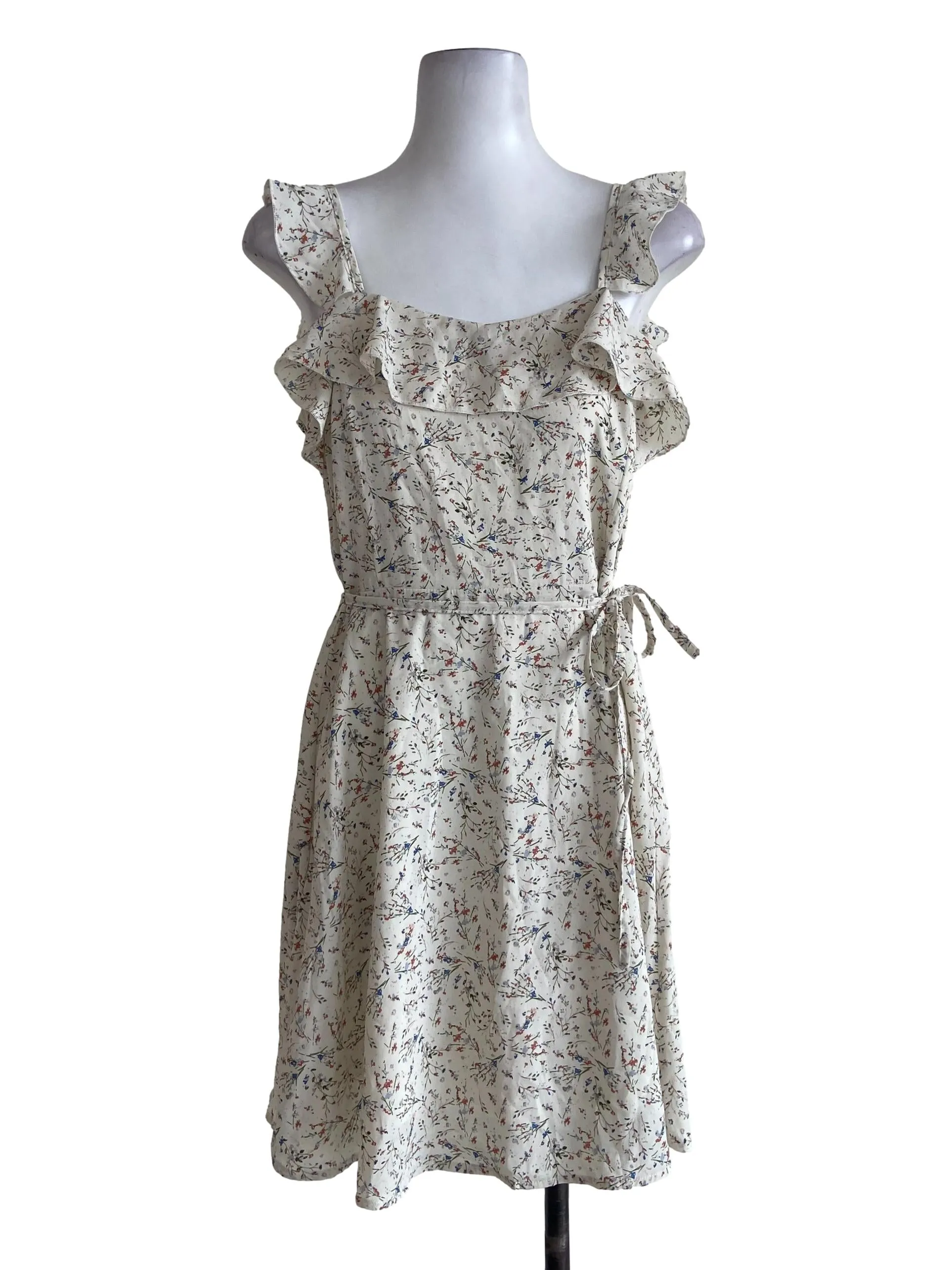 White Square Ruffled Slip Dress