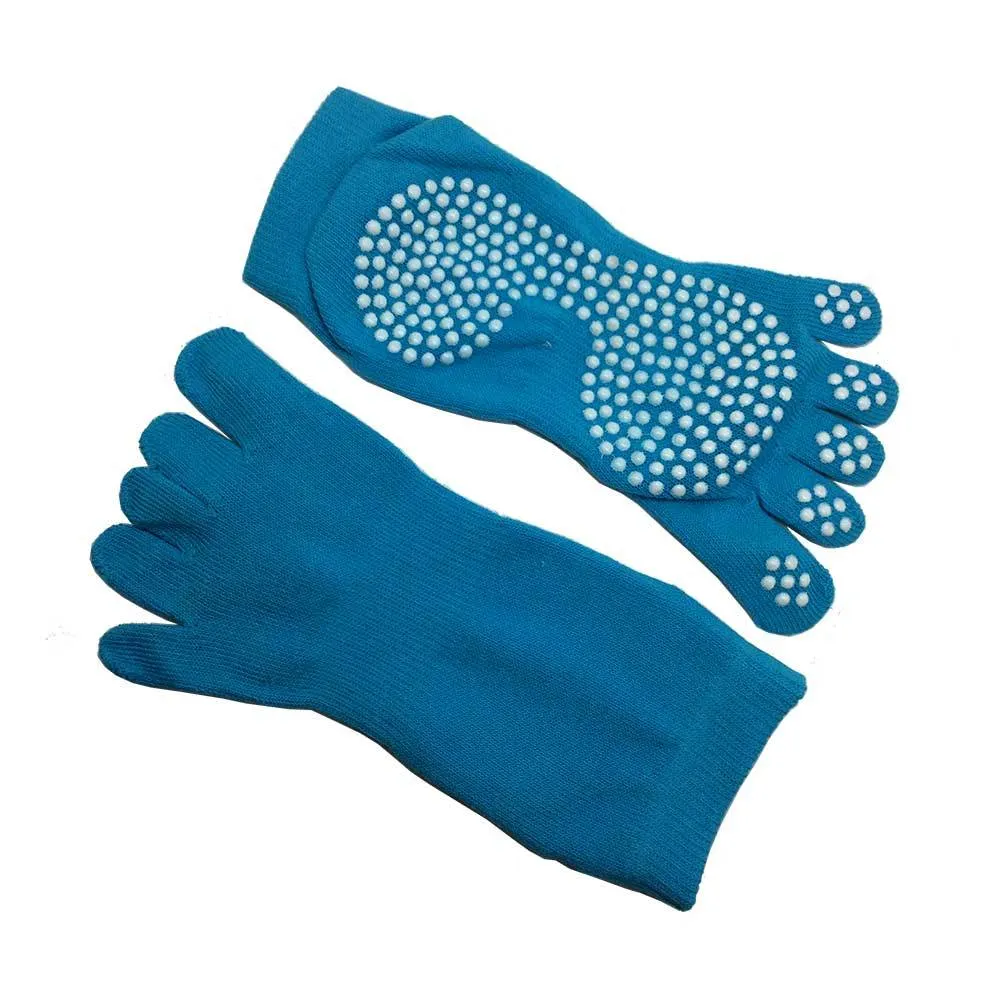 Wholesale Sky Blue Yoga Toe Socks (Anti-Slip)