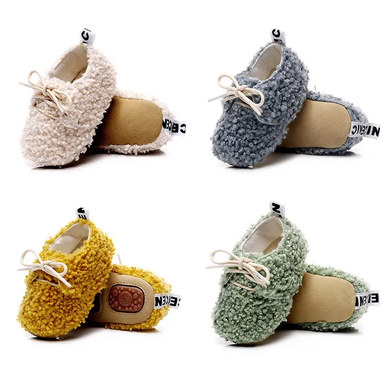 Winter New British Style Lace-Up Cotton Shoes, Soft Sole, Hard Sole, Children'S Baby Toddler Shoes 0-1-2 Years Old