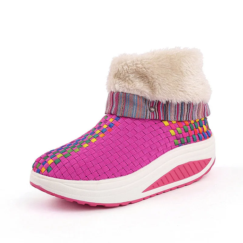 Winter plus velvet sneakers women Korean knitting
