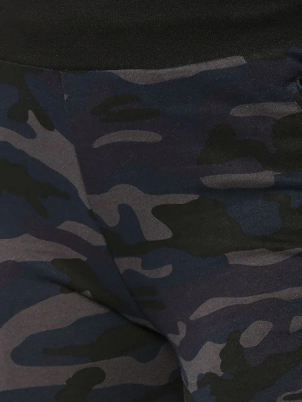 Women Camouflage Navy Printed Joggers - ZIP TRACK-CAMO-NY