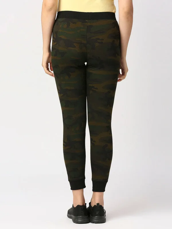 Women Camouflage Olive Printed Joggers - ZIP TRACK-CAMO-OG