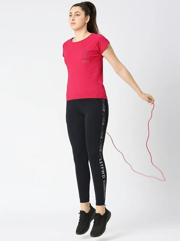 Women Fuchsia Solid Sports T-Shirt - Space Tee-FU