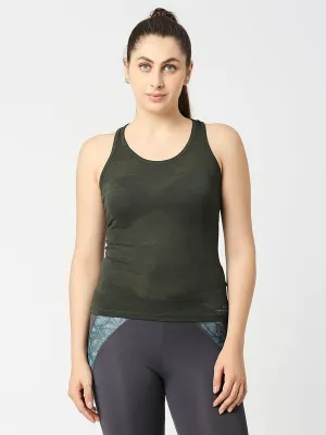 Women Olive Green Solid Top - Adventure Racer Back-OL