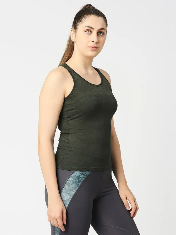 Women Olive Green Solid Top - Adventure Racer Back-OL