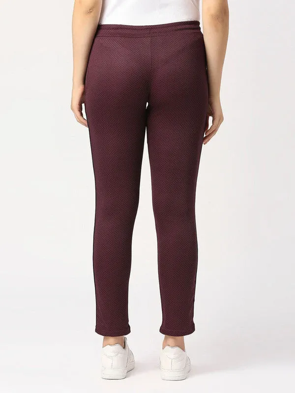 Women Plum Printed Sports Track Pants - NEO CLASSIC DRYKNIT-TC-PL