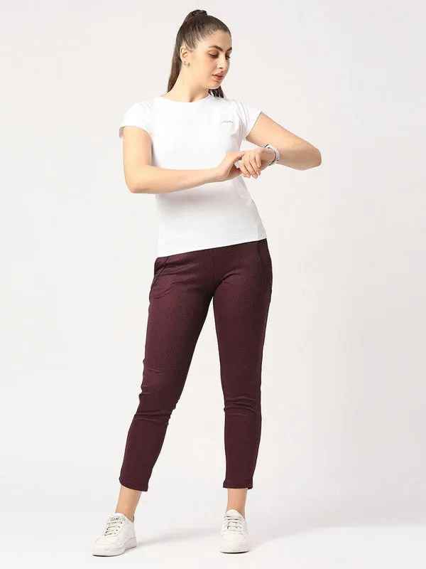 Women Plum Printed Sports Track Pants - NEO CLASSIC DRYKNIT-TC-PL