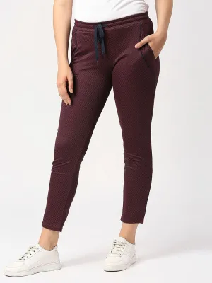 Women Plum Printed Sports Track Pants - NEO CLASSIC DRYKNIT-TC-PL