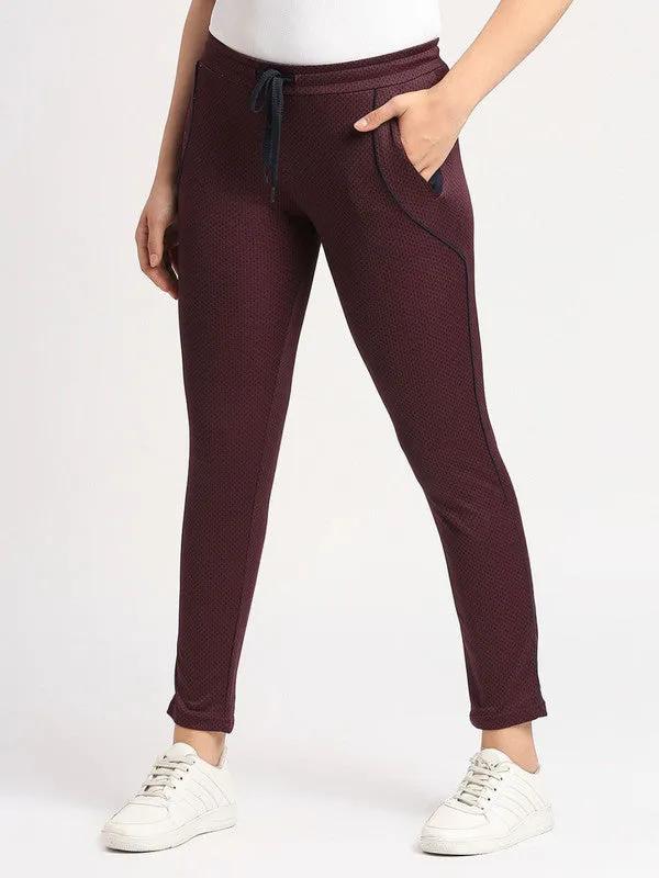 Women Plum Printed Sports Track Pants - NEO CLASSIC DRYKNIT-TC-PL