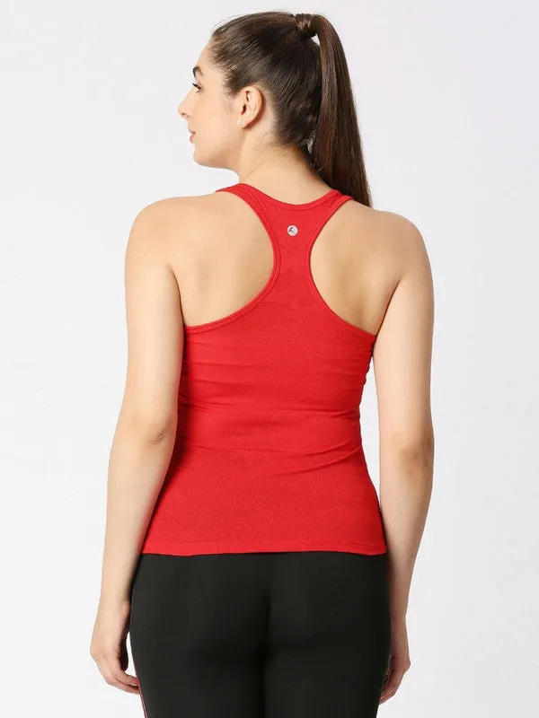 Women Red Solid Top - Adventure Racer Back-CR