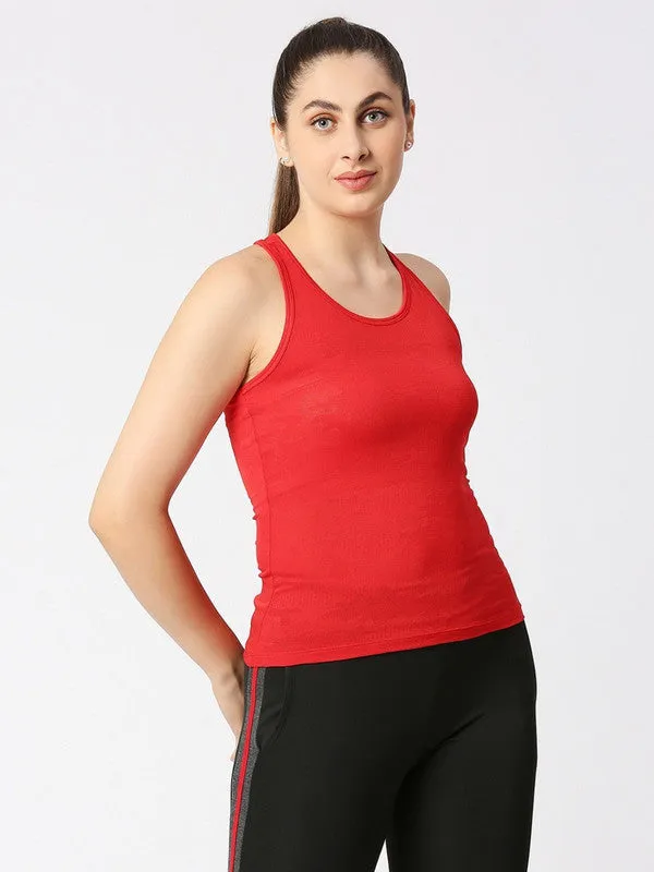 Women Red Solid Top - Adventure Racer Back-CR