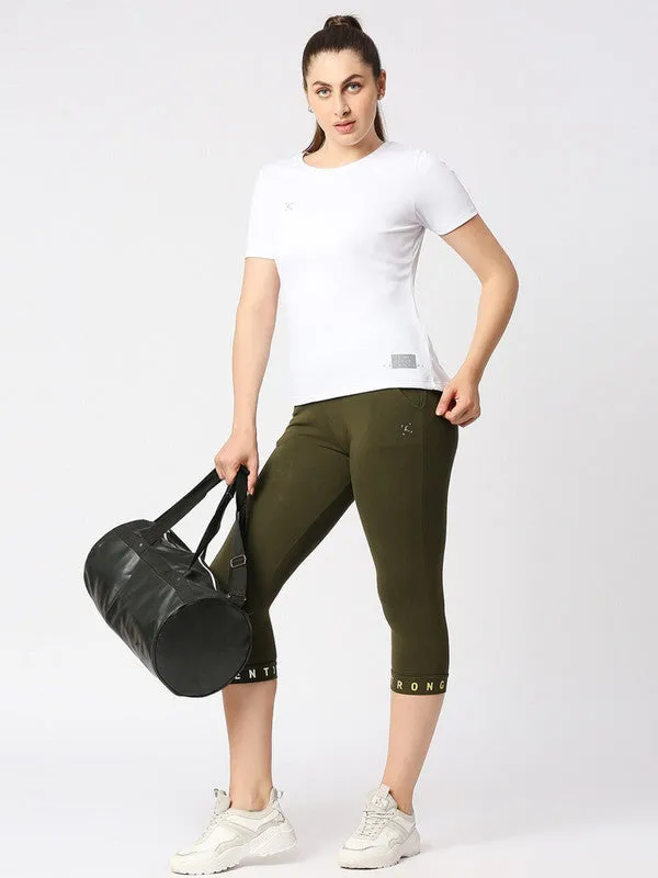 Women White Solid Regular Fit Sports T-Shirt - Ventura Tee-WH