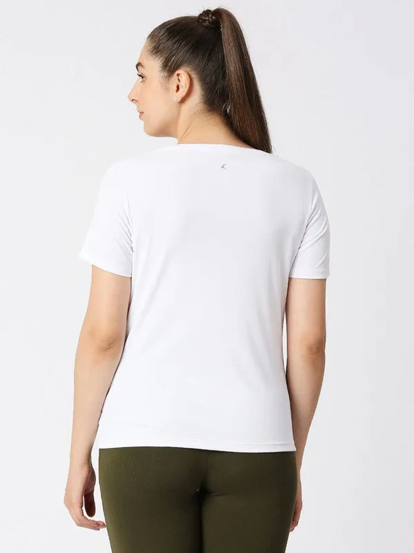 Women White Solid Regular Fit Sports T-Shirt - Ventura Tee-WH