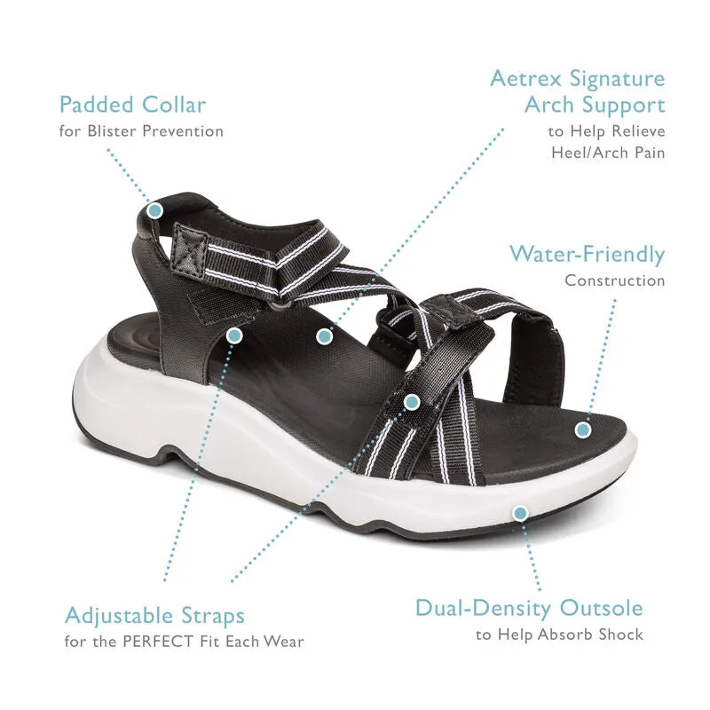 WOMEN'S AETREX MARZ ADJUSTABLE SPORT SANDAL | GREY